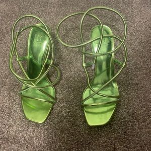 JLo green strappy heels
